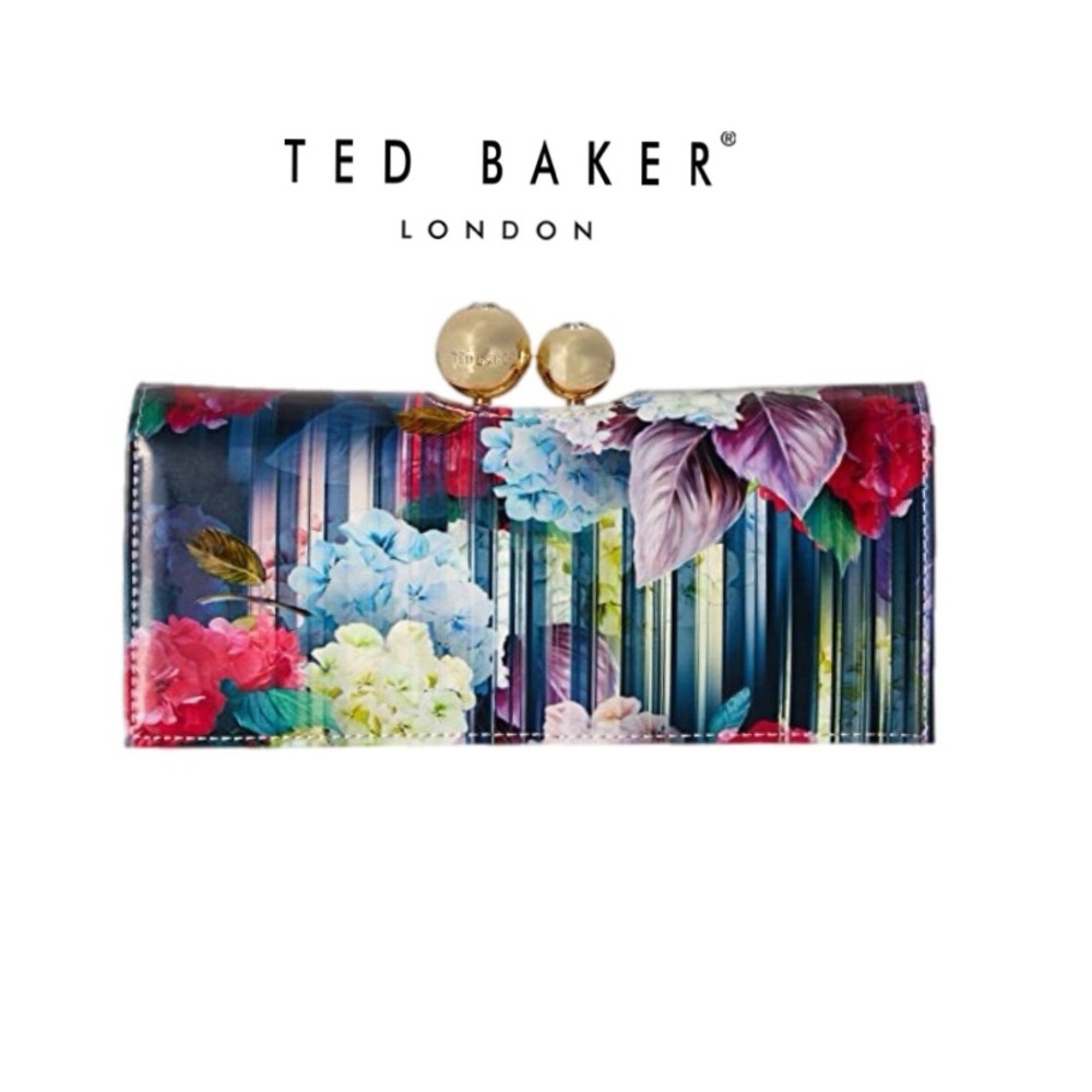 Ted Baker Red and Pink Wallet with Gold Clasp